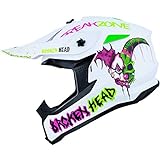 Broken Head FreakZone Motocross-Helm Weiß-Grün-Pink matt – Cross-Helm – MX – Quad – Supermoto (M 57-58 cm)