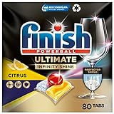Finish Ultimate Infinity Shine Citrus Spülmaschinentabs – Geschirrspültabs für ultimative Reinigung, Fettlösekraft und Glanz mit Schutzschild – Sparpack mit 80 Tabs