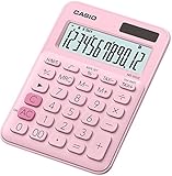 CASIO Tischrechner MS-20UC-PK, 12-stellig, in Trendfarben, Steuerberechnung, Zeitumrechnung, Solar-/Batteriebetrieb, 2.3 x 10.5 x 14.95 cm