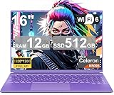 2025 Gaming Laptop 16 Zoll Win11 12+512GB SSD Unterstützung 1TB(HDD-2TB) 1920x1200 Notebook 4-Core Celeron N5095 (bis 2.9GHz) Laptop mit Nummerntastatur WiFi Mini HDMI Deutscher Tastaturschutz-Violett