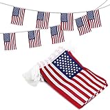 USA Flagge Rechteck Girlande,USA Flagge Girlande,USA Flagge Nationalflagge,Wimpelkette USA Fahnen,American Banner,Flagge USA Girlande,Für Partydekoration,14X21cm,Länge 5 Meter,20 Stück