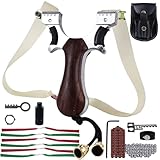 Steinschleuder Schleuder Zwille Set, Professionelle Holz Jagdslingshot Schleuder mit Gummibändern 100 Stahlkugeln 100 Tonkugeln Montageanleitung Zwille Katapult für Erwachsene Outdoor Sport Jagd