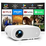 Beamer【Google TV/Netflix】 Beamer 4K mit Play Store, 20000 Lumen Mini Beamer Full HD 1080P, LED Beamer 4K Heimkino mit Sprachsteuerung, Projektor Handy Kompatibel mit Smartphone/Laptop/HDMI