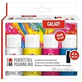 Marabu Perfect Cell Pouring Mix GALAXY, 4 x 60 ml Farbe, gebrauchsfertiger Acryl-Mix für Pouring-Technik, wasserfest, lichtbeständig, trocknen seidenmatt auf, 1210000000300