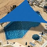 Dreieckiges Sonnensegel, 3 x 3 m, handelsübliche Qualität, HDPE, UV-Block, für den Außenbereich, für Terrasse, Garten, Hinterhof und Rasenaktivitäten (atmungsaktiv, blau)