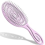Ninabella Bio Haarbürste ohne Ziepen für Damen, Herren & Kinder - Entwirrbürste auch für Locken & Lange Haare - Einzigartige Profi Detangler-Bürste mit Spiralfeder Limetten Rosa