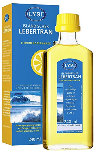 LYSI ISLÄNDISCHER LEBERTRAN mit den Vitaminen A, D und E, Zitronengeschmack, 240ml, Isländischer Lebertran von höchster Qualität für ein gestärktes Immunsystem