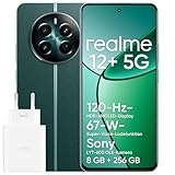 realme 12+ 5G 8+256 GB NFC-Smartphone, Sony LYT-600 OIS, Dimensity 7050-Chipsatz, 120 Hz AMOLED-Display, Smart Touch, regenfest, leistungsstarker 5000 mAh-Akku, Pioneer Green (Adapter enthalten)