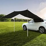 Auto Vorzelt Heckklappe 300 * 200cm,Kamanan Wasserabweisendes Sonnensegel,wasserdichte Auto-Campingzelt,Auto-Vordach,Heckklappenzelt,Heckzelt Auto,Geeignet für SUV-Modelle,Outdoor,Camping (Schwarz)