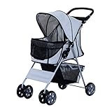 PawHut Hundewagen Hundebuggy Pet Hunde Buggy Stroller Jogger Anhänger Silber