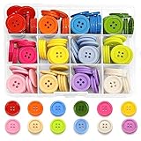 MOSTFUN 180 Stück Bunte Groß Knöpfe, 20mm 12 Farben Harz Rund Knöpfe mit Aufbewahrungsbox für DIY Basteln Nähen Scrapbooking und Dekorieren