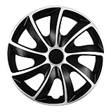 Radkappen Radzierblende 13 14 15 16 17 Zoll Quad Bicolor Silber Schwarz 2 Stück (15 Zoll)