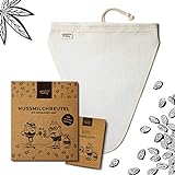 Tastory® Nussmilchbeutel V-Form für Hafermilch 25 x 30 cm - Aus Hanf | Idealer Nussbeutel für Mandelmilch - Filtertuch waschbar zur Herstellung von Bio-Nussdrinks