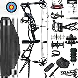 CENWTY 0-70 LBS Compound Bogen Set Erwachsene, Zuglänge 18'-30', Bogenschießen Jagdbogen mit allem Zubehör für Bogenschießen Jagd Zielschießen Praxis LRT/RTH (Schwarz)