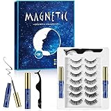 Magnet Wimpern mit Eyeliner,Künstliche, Magnetisch Wasserfest, 3D Magnetwimpernset, Magnetic Lashes, Weiche Falsche, Natürliche Wimpern Set (7 Stile)