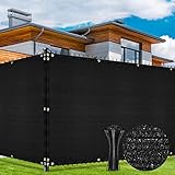 Duerer Sichtschutz Zaun 1.8 x 15.2m Gartenzaun Schattiernetz mit ösen 170g/m² Blockade UV-Schutz Outdoor Windschutz Sonnenschutz Sichtschutz Gewebe Hinterhof im Freien, Terrasse Kabelbinder Schwarz