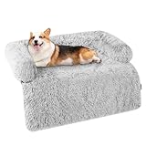 HMTOPE Hundebett, Anti-Bewuchs Hundedecke, Hundesofa, Sofaschutz, Waschbar und rutschfest Hundekissen für Mittelgroße Hunde, Größe L, 95 x 85 x 16 cm, Hellgrau