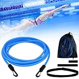 mizikuu Schwimmgurt für Pool, 4M Zugseil Schwimmen Einnstellbare Schwimmband Schwimmhilfe Gurtel Pool Widerstandstraining Schwimmtrainer Gurt für Schwimmkrafttraining, Wassersport