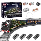 Mould King Technik Ferngesteuert Dampflokomotive SNCF 231 der Orient-Express-Französischen Eisenbahnen Zug Beleuchtung Bauklötze Set LED Licht Baukasten 3898 Stück Klemmbausteine Bausatz