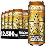 Rockstar Energy Drink Tropical Orange Passion Fruit - Koffeinhaltiges Erfrischungsgetränk für den Energie Kick, EINWEG (12 x 500ml)