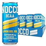NOCCO BCAA energy drink 24er pack – zuckerfrei, vegan Energy Getränk mit Koffein, Vitaminen und Aminosäuren – Zitronengeschmack, 24 x 330ml inkl. Pfand (Limon Del Sol)