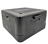Buri Faltbare Kühlbox 18 Liter Klappbare Thermobox - Wärmebox Thermobehälter Pizzabox 46,5x42,5cm - Isolierbox Styroporbox schwarz zum Falten