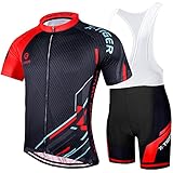 X-TIGER Herren Fahrradtrikot kurzärmliges Set mit 5D-Gel-gepolsterten Shorts Fahrradbekleidung Set für Mountainbikes