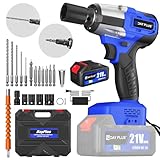 Yiyai Akku Schlagschrauber Bürstenloser, 3 in 1 Elektro-Schlagschrauber, 550 NM Elektrischer Schraubenschlüssel mit Trigger LED Light & 16 Zubehör für DIY, Automotive, Home, mehr (1 * 4000mAh)