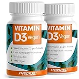 Vitamin D3 VEGAN 1000 IE - 730 Tabletten - Vitamin D3 optimal hochdosiert - für Immunsystem, Knochen & Zähne - ohne unerwünschte Zusatzstoffe - laborgeprüft mit Zertifikat - 2x365 Tabletten