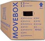 KK Verpackungen 10 x Umzugskartons Movebox 2-wellig doppelter Boden in Profi Qualität 634 x 290 x 326 mm