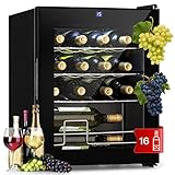 Klarstein Weinkühlschrank, 1 Zonen Getränkekühlschrank Klein, Kleiner Weinschrank 42L, Wein-Kühlschrank Klein mit Glastür, Indoor/Outdoor Flaschenkühlschrank, Wine Fridge 5-18°C, 16 Flaschen