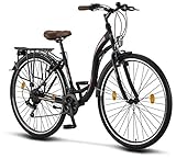Licorne Bike Stella Premium City Bike in 24,26 und 28 Zoll - Fahrrad für Mädchen, Jungen, Herren und Damen - 21 Gang-Schaltung - Hollandfahrrad Citybike (28 Zoll, Schwarz)