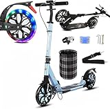 Cityroller Kinder Klappbar Kickscooter mit Big Wheel 200mm LED Leuchträdern Tretroller Scooter Stoßdämpfer | Höhenverstellbar, für Jungen und Mädchenab A