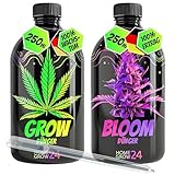 HOMEGROW24 Cannabis Dünger Duo - Grow und Bloom Flüssig NPK Pflanzendünger für Indoor, Outdoor & Autoflower und Growbox geeignetes Hanf Dünger Anbau Set (2x250ml)