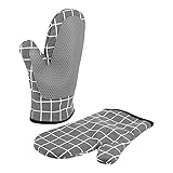 1 Paar Isolationshandschuhe rutschfeste Handschuhe Kochhandschuh Schützende Backhandschuhe Sichere Handschuhe rutschfeste Mikrowellenhandschuhe Küchenhandschuhe Grey Kieselgel OKUMEYR