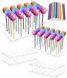 FAOKZE 4 Pieces Cake Pop Stand with 100 Colour Cake Pop Sticks, 20 Holes Lollipop Holder, Cake Pop Holder Stand, Lollipop Holder, Lollipop Holder for Wedding (colorful2, 22.50 × 17.00 × 5.00 cm)