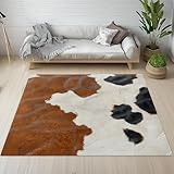 Sshjfeu 3D Kuhfell Teppich Antirutsch Waschbar, Rindsleder Bauernhoftier Teppich Wohnzimmer 140 X 200 cm Weich, Western Bauernhaus Teppiche Kurzflor Schlafzimmer, Kinderzimmer, Esszimmer