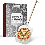 Engelhart & Söhne│Premium Pizzaschieber – Pizzaschaufel aus rostfreiem Edelstahl & Buchenholz – Extra langer Stab [83cm] – Abschraubbar – Pizzaheber Backofen – Mit Schlaufe – Pizza, Brot, Flammkuchen