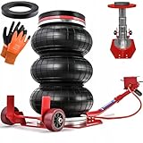 Pneumatischer Wagenheber 3,5T + Gummiauflage + Montagehandschuhe Luftheber 150-400 mm Autoheber mit dreifacher Tasche, Dreifachbeutel, Extrem schnelles Anheben (MF80131)