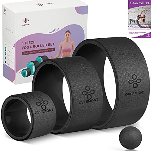 OVERMONT Yoga Rad Yoga Wheel Yoga-Starter-Set für Dharma Yoga Backbend Stretching Pilates Meditation Schwarzschwarz