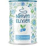 Nerven-Elixier - Melatonin, Magnesium, Adaptogene, B-Vitamine & Aminosäuren für natürliches Stressmanagement & Entspannung am Abend - Pflanzliche Mischung mit Blaubeer-Geschmack - 400g Pulver