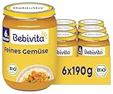 Bebivita Bio Feines Gemüse (6 x 190g), ab 6. Monat, ohne Salzzusatz, das Gemüse-Gläschen ideal zum Beikost-Start