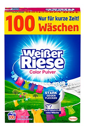 Weißer Riese Color Pulver, Colorwaschmittel, 100 Waschladungen, extra stark gegen Flecken und für hygienisch reine Wäsche