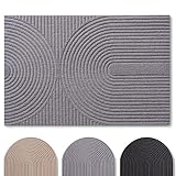 Blumtal Fußmatte 90x150 cm - rutschfeste Schmutzfangmatte - Fußabtreter mit Muster - Fußmatten Haustür - Türmatte aus Polyester - Fußmatte innen/Schmutzfangmatte außen/Türvorleger Hellgrau