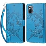 Tivenfezk Nadoli Handyhülle für Xiaomi Redmi Note 10 Pro,Blumen Schmetterling Hülle PU Leder Klapphülle Klappbar Schutzhülle Handytasche Stoßfeste Brieftasche Flip Case Cover