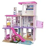Barbie GRG93 - Traumvilla, dreistöckiges Puppenhaus (114 cm) mit Pool, Rutsche, Aufzug, Lichtern und Geräuschen, Spielzeug ab 3 Jahren, Mehrfarbig