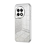 Schutzhülle kompatibel mit OnePlus ACE2/11R, klare Glitzer-Galvanik-Hybrid-Schutzhülle, schmal, transparent, kratzfest, stoßdämpfend, TPU-Stoßfänger, kompatibel mit OnePlus ACE2