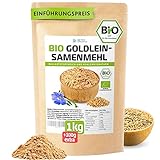 Goldleinsamenmehl Bio 1Kg + 100g extra XXL-Vorteilspack Gold Leinsamenmehl, Ballaststoffreich hoher Proteingehalt glutenfrei und wenig Kohlenhydrate, Goldleinmehl als Mehlersatz
