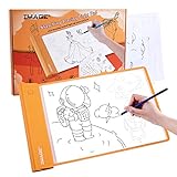 IMAGE A3 Leuchttisch, einstellbarer Helligkeit Leuchttafel Kabellos Farbtafel für Kinder, Schreibtafel mit 10 verfolgbare Bilder, Geschenk und Spielzeug für Kinder, Orange