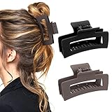 WLLHYF 2 Stück Quadratische Klauenclips 8.5 Cm Mittlere Haarklammern Matt Rutschfest Modisch Starker Halt Bananen Clips Haarstyling Zubehör Für Frauen Und Mädchen Dickes Dünnes Haar